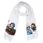Écharpe Demon Slayer Blanche Tanjiro et Sakonji Urokodaki