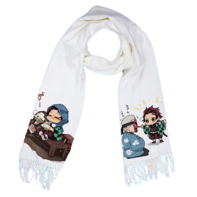 Écharpe Demon Slayer Blanche Tanjiro et Sakonji Urokodaki